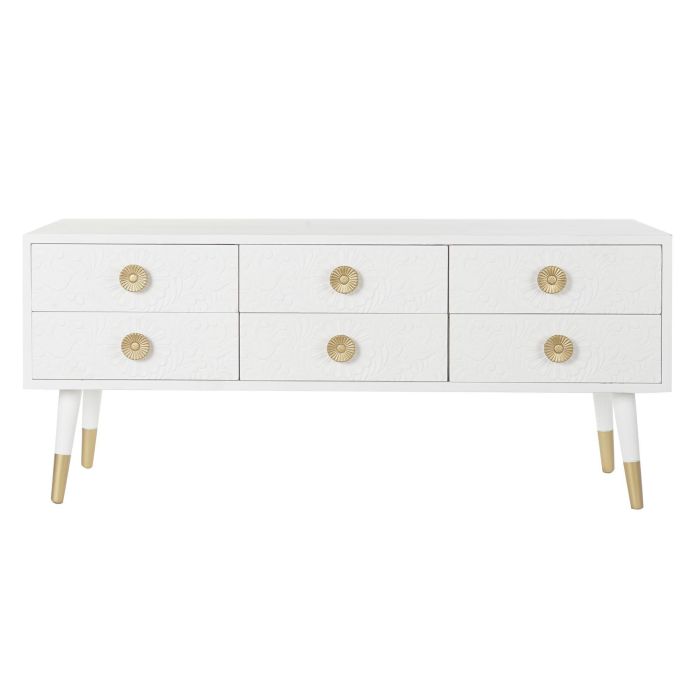 Mueble de TV DKD Home Decor Blanco Dorado Abeto Madera MDF 120 x 42 x 54 cm 4