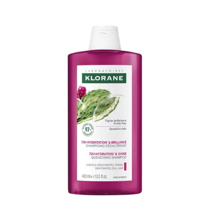 Klorane Champú Higo de Barbaria Hidratación Intensa Brillo 72h para Cabello Deshidratado y Opaco 97% Origen Natural 400 ml
