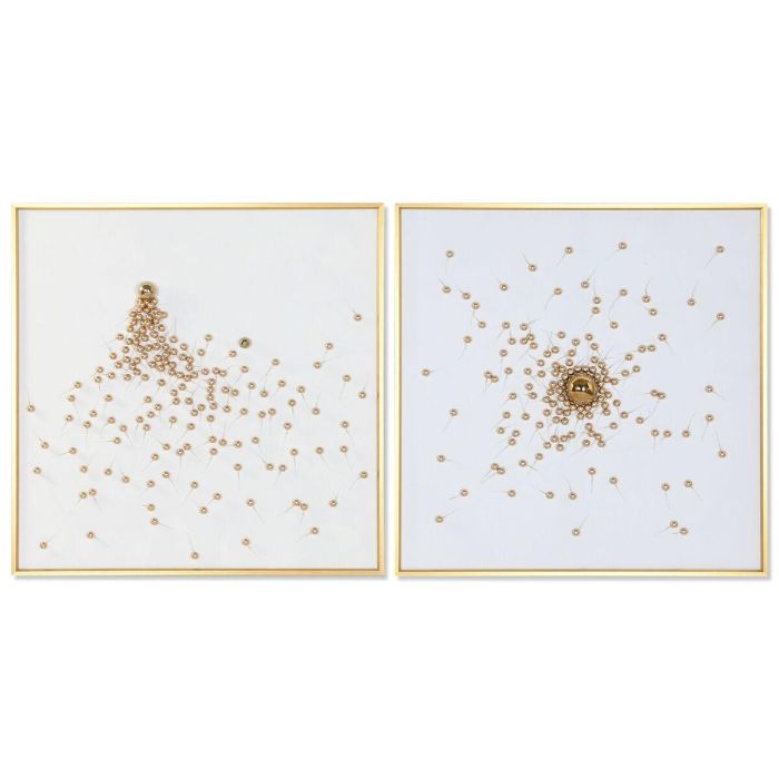 DKD Home Decor Cuadro Decorativo Moderno Lienzo Blanco Dorado con Relieve de Bolitas 100x100 cm (Set de 2 Unidades) DKD Home Decor Cuadro Decorativo Moderno Lienzo Blanco Dorado con Relieve de Bolitas 100x100 cm (Set de 2 Unidades)