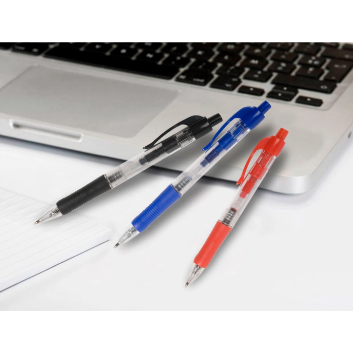 Q-connect Bolígrafo Retráctil con Sujeción de Caucho Tinta Aceite Azul Trazo 0,7 mm 7