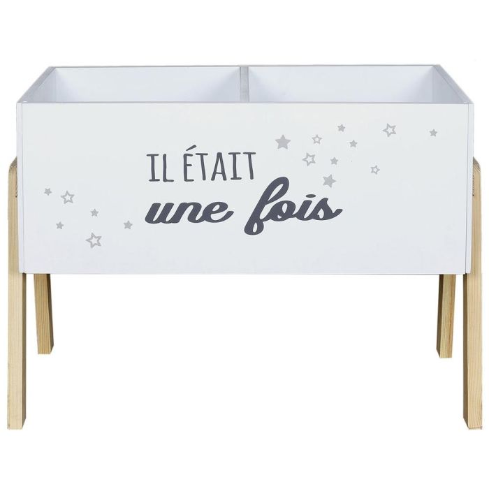 Home Deco Kids Cubo Almacenar Juguetes Libros con 2 Compartimentos y Patas de Madera 60x30x45 cm 2