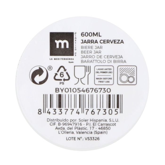 Jarra de Cerveza La Mediterranea 600 ml (24 Unidades) 3 Jarra de Cerveza La Mediterranea 600 ml (24 Unidades) 3