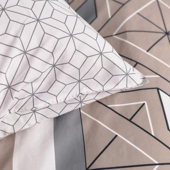 Juego de cama doble -TODAY - 240x200 cm - 100% Algodón - Beige, Blanco y Negro 2 Juego de cama doble -TODAY - 240x200 cm - 100% Algodón - Beige, Blanco y Negro 2