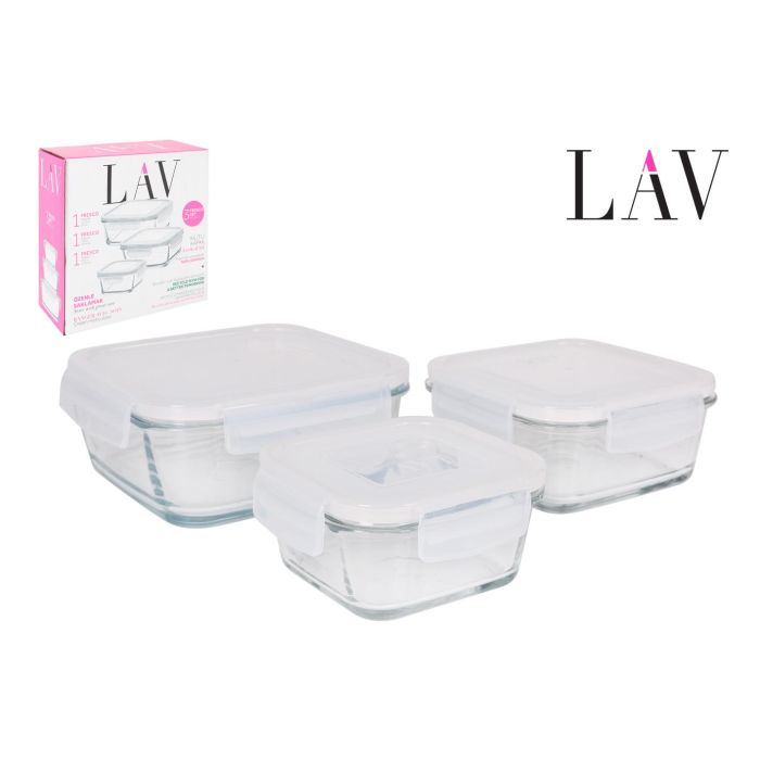 Lav Set 3 Fiambreras Herméticas Fresco - 11.5x5.3 cm, 4.2x6 cm, 17x6 cm (8 Cajas)