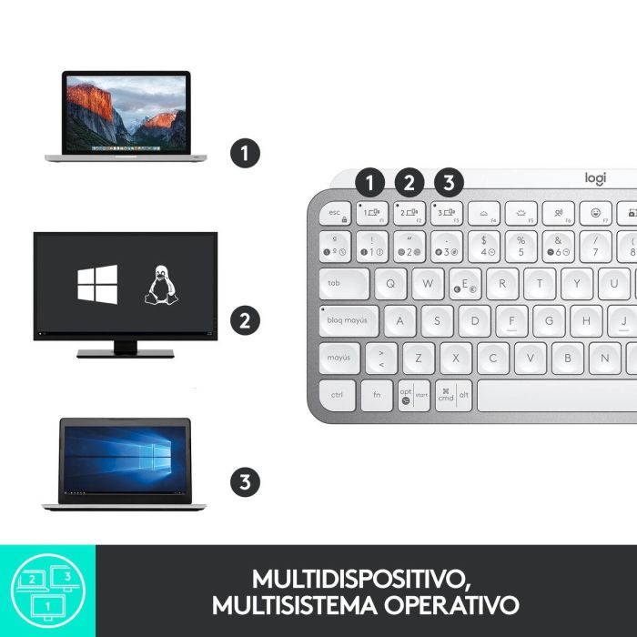 Logitech MX Keys Mini Teclado Inalámbrico Gris Pálido - Teclas Esféricas Cóncavas, Retroiluminación Inteligente, Bluetooth 31
