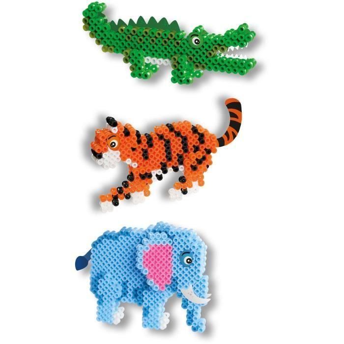 SES CREATIVE AAAAR50280 Cuentas termoadhesivas Animales de safari para crear elefante, tigre o cocodrilo en 3D 2