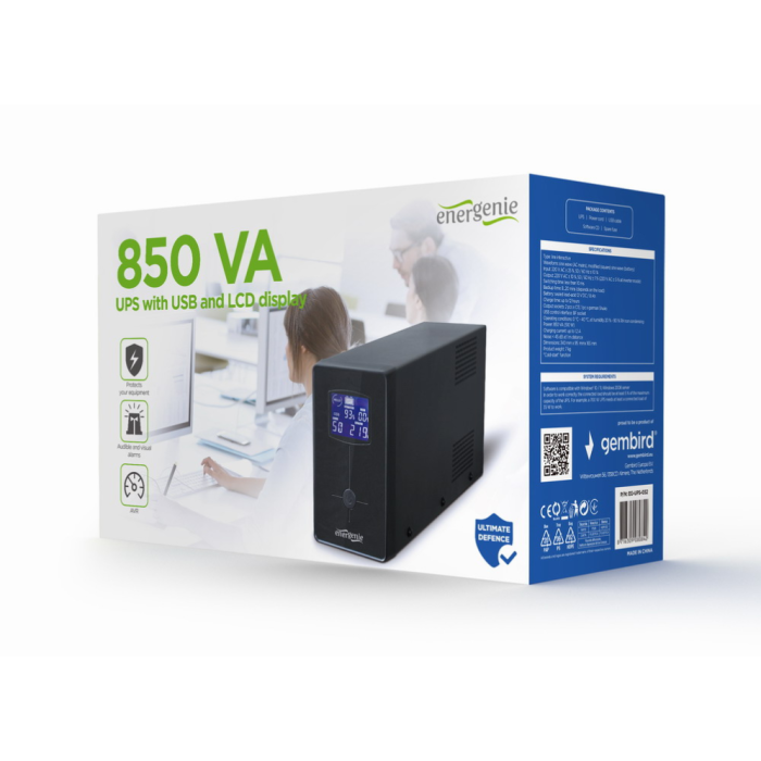 GEMBIRD EG-UPS-032 Sistema de Alimentación Ininterrumpida (UPS) 0,85 kVA 510 W 3 Salidas AC GEMBIRD EG-UPS-032 Sistema de Alimentación Ininterrumpida (UPS) 0,85 kVA 510 W 3 Salidas AC
