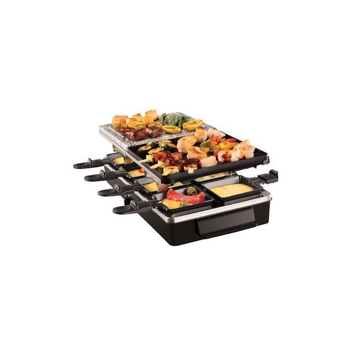 Russell Hobbs 26280-56 Multi Raclette 3 en 1 para 8 Personas con Placa de Acero Inoxidable y Piedra y 8 sartenes 2
