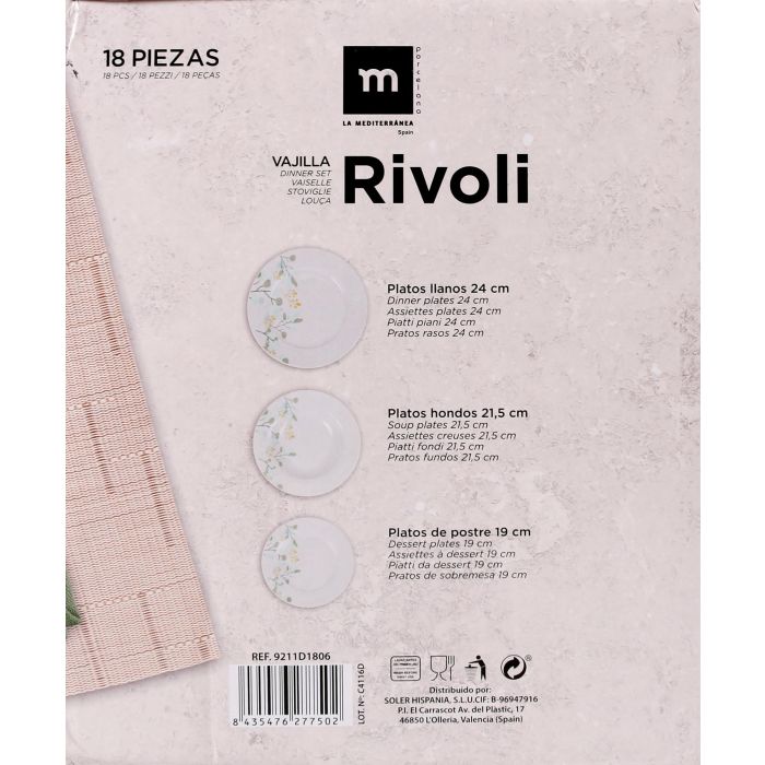 Vajilla Redonda Rivoli 18 Piezas - La Mediterranea (2 Unidades) 5 Vajilla Redonda Rivoli 18 Piezas - La Mediterranea (2 Unidades) 5