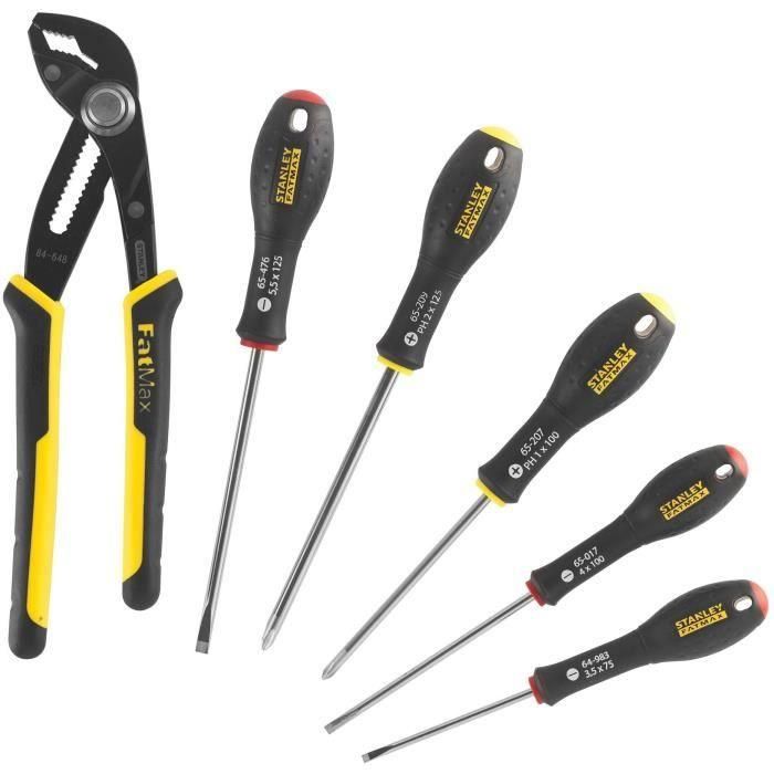 Juego de 6 Herramientas - - STANLEY FATMAX - FMHT0-62639 - Alicates Regleta con Bloqueo 250 mm + Destornillador Electricista + Phillips 2 Juego de 6 Herramientas - - STANLEY FATMAX - FMHT0-62639 - Alicates Regleta con Bloqueo 250 mm + Destornillador Electricista + Phillips 2