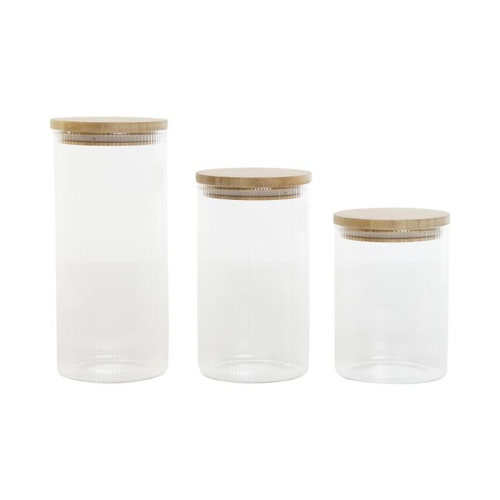 Bote Basicos DKD Home Decor Transparente Natural 10 x 22.3 x 10 cm Set de 3