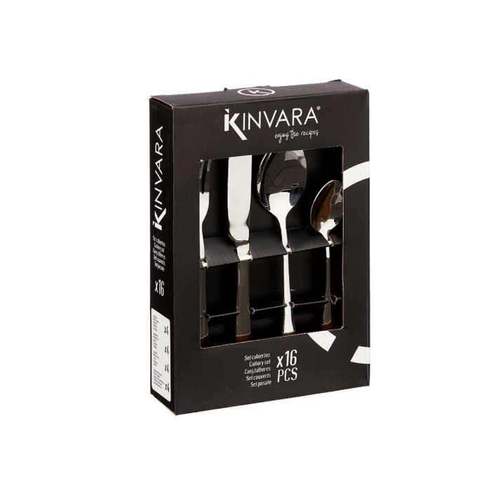 Kinvara Set 16 Pzs Cubiertos de Acero Inoxidable 410 SS Plata, 17.2x24x5 cm (6 Unidades) 2 Kinvara Set 16 Pzs Cubiertos de Acero Inoxidable 410 SS Plata, 17.2x24x5 cm (6 Unidades) 2