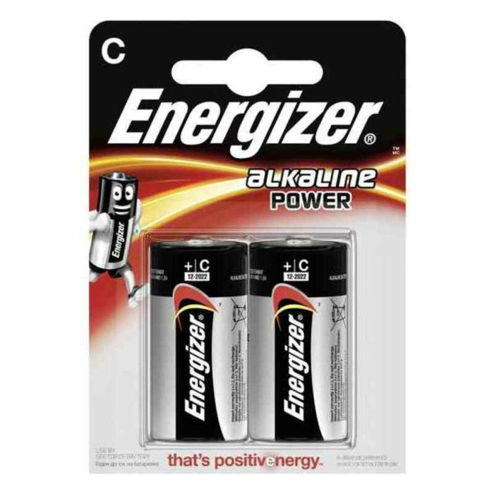 Energizer ENE300152100 Pilas Alcalinas Power LR14 C Blíster 2 Unidades Larga Duración, 10 Años de Carga, Sin Sulfataciones