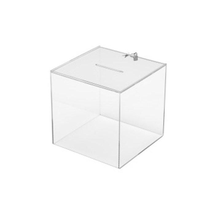 Archivo 2000 Urna Cuadrada con Llave y Ranura Superior, Metacrilato Transparente 4 mm, 300x300x300 mm
