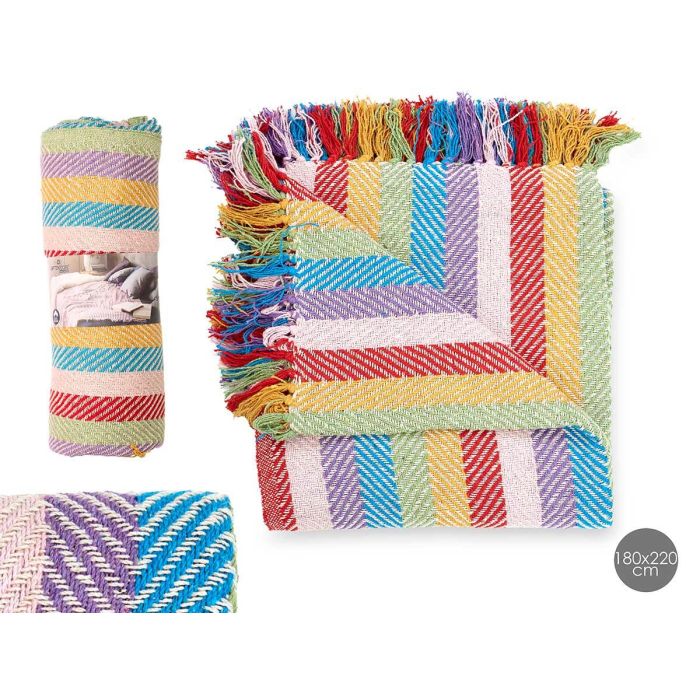 Giftdecor Multiusos Multicolor 180x220 cm Estampado Rayas 100% Algodón (9 Unidades)