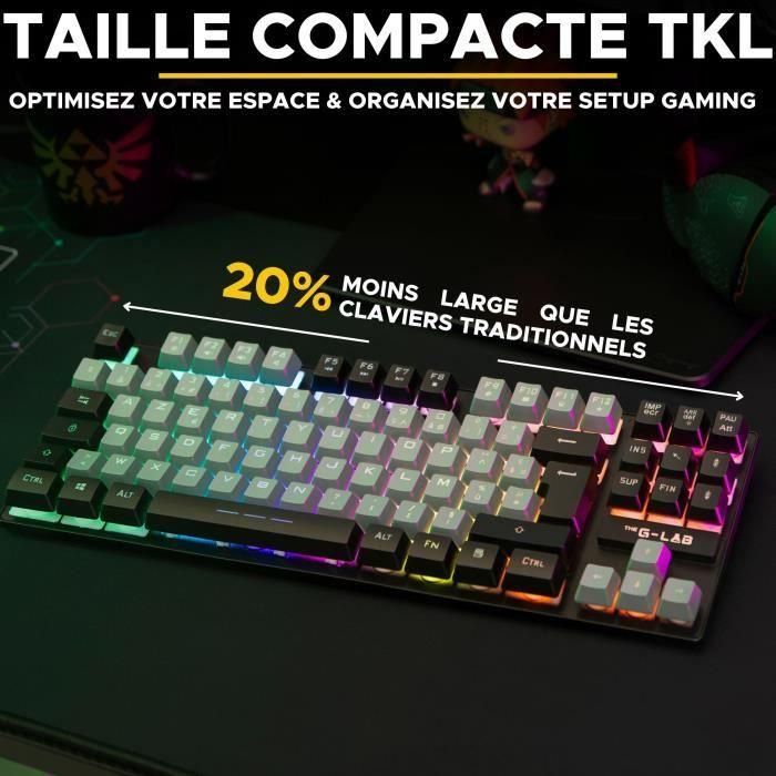 Teclado para juegos - The G-Lab - KEYZ CAESIUM - RGB - Gris y negro - TKL 2 Teclado para juegos - The G-Lab - KEYZ CAESIUM - RGB - Gris y negro - TKL 2
