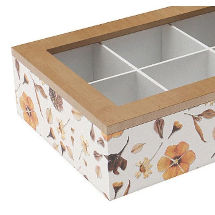 Caja para Infusiones Versa Pétalos Madera 17 x 7 x 24 cm 1