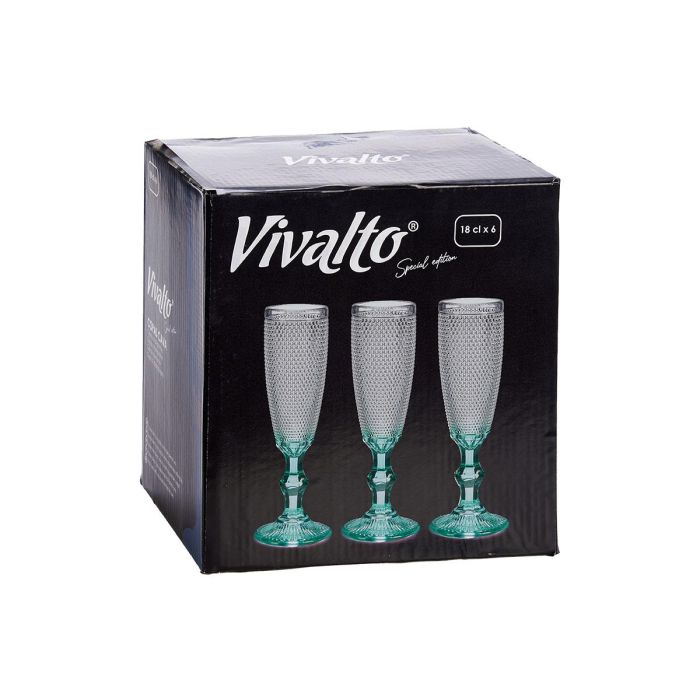 Vivalto Copa Puntos Cava Pie Turquesa 185 ml Vidrio 7x20x7cm (Set de 36) 2