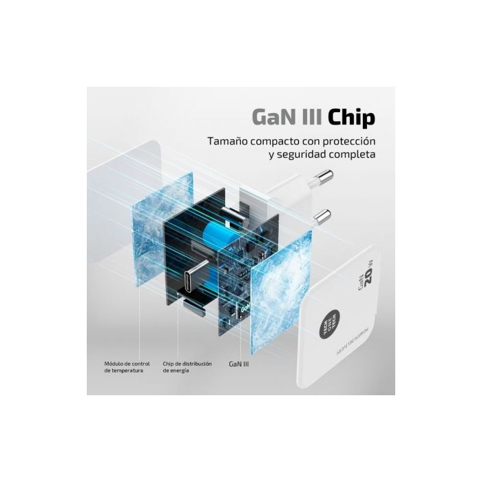 Cargador de Pared GaN Tech One Tech GaN TEC2220/ 1xUSB Tipo-C/ 20W/ Blanco 2 Cargador de Pared GaN Tech One Tech GaN TEC2220/ 1xUSB Tipo-C/ 20W/ Blanco 2