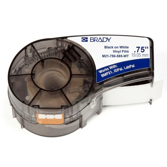 Brady Black on White Vinyl tape for BMP21-PLUS; BMP21-LAB; BMP21; IDPAL; LABPAL 19.05 mm X 6.40 m 0 Brady Black on White Vinyl tape for BMP21-PLUS; BMP21-LAB; BMP21; IDPAL; LABPAL 19.05 mm X 6.40 m 0