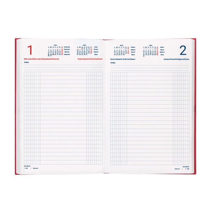 Dietario Liderpapel 2025 Cuarto 15x21,5 cm Color Rojo Papel 70 gr 1