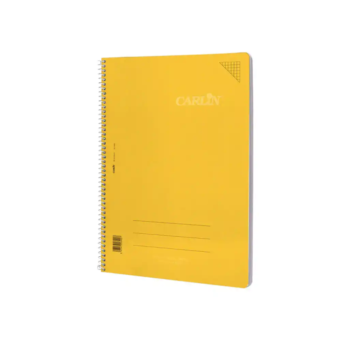 Carlin Cuaderno espiral A4 tapa plástico 80 hojas 90gr cuadro 4mm con margen color amarillo 2