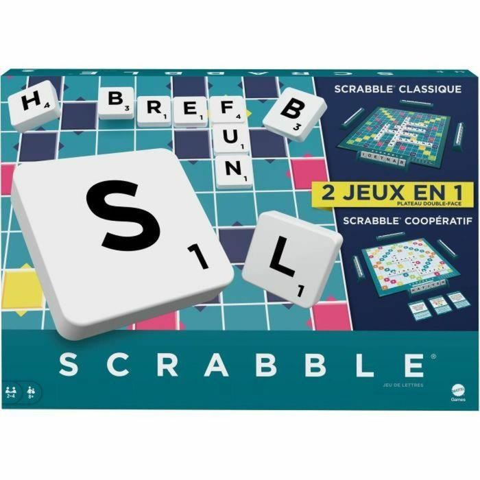 Mattel Games Scrabble Clásico 2 en 1 con Tablero Reversible Juego de Mesa A partir de 8 años