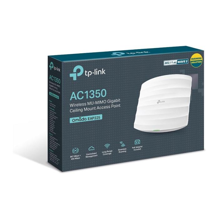 TP-LINK EAP225 Router Inalámbrico Doble Banda (2.4 GHz / 5 GHz) Wi-Fi 5 (802.11ac) Blanco Gigabit Ethernet 4 TP-LINK EAP225 Router Inalámbrico Doble Banda (2.4 GHz / 5 GHz) Wi-Fi 5 (802.11ac) Blanco Gigabit Ethernet 4