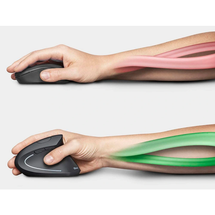 Q-connect Ratón Óptico Inalámbrico Ergonómico Vertical DPI 800/1200/1600 Pilas AAA Negro 5