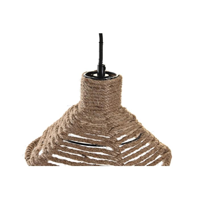DKD Home Decor Lámpara de Techo Mediterráneo Marrón Cuerda y Metal 24x24x15 cm E27 50W con 1 Bombilla (4 Unidades) 2
