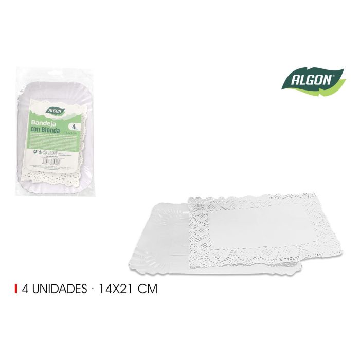 Set de 4 bandejas rectangulares Blonda 14x21 cm Algon (48 Cajas) Set de 4 bandejas rectangulares Blonda 14x21 cm Algon (48 Cajas)