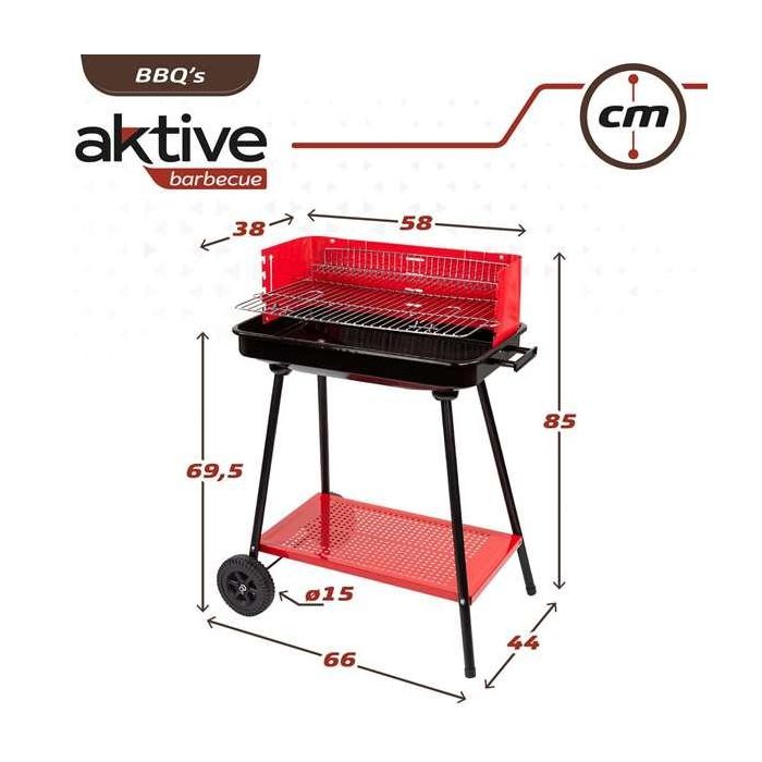 Aktive Barbacoa de carbón 66x44x85 cm de Acero y Plástico 1