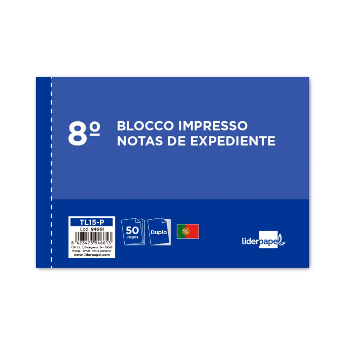 Liderpapel Talonario Notas de Expediente Octavo Duplo Texto en Portugués 1