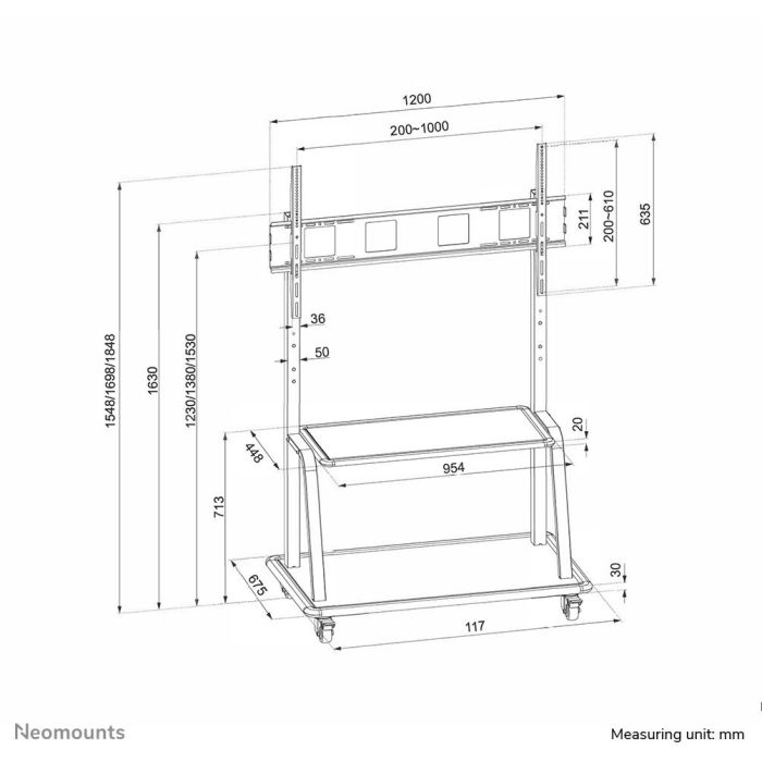 Neomounts NS-M4000BLACK mobiler Bodenständer für Flachbild-Fernseher bis 105" (267 cm). 4