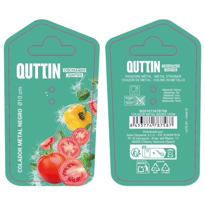 Quttin Colador Metal Negro 10 cm 3