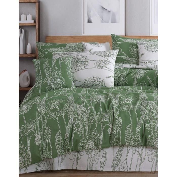 Juego de cama ASI8684282608837 - 1 funda nórdica 220x240 cm + 2 fundas de almohada 60x60 cm - 100% algodón reforzado - Verde 2 Juego de cama ASI8684282608837 - 1 funda nórdica 220x240 cm + 2 fundas de almohada 60x60 cm - 100% algodón reforzado - Verde 2