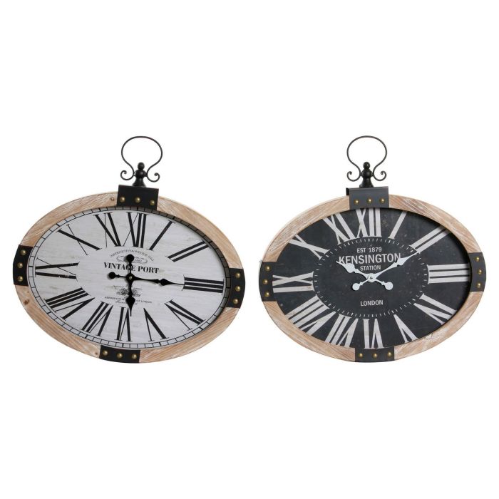 Reloj Pared Cottage DKD Home Decor Negro Beige 6.5 x 58 x 58 cm (2 Unidades) Reloj Pared Cottage DKD Home Decor Negro Beige 6.5 x 58 x 58 cm (2 Unidades)