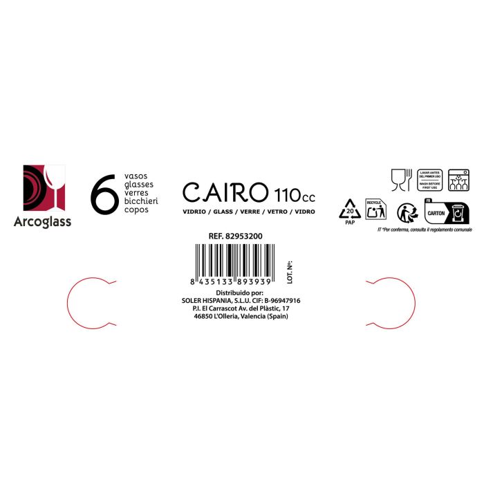 Set 6 Vasos Carajillo 11Cl Cairo Ag - Inde (24 Cajas) 9 Set 6 Vasos Carajillo 11Cl Cairo Ag - Inde (24 Cajas) 9