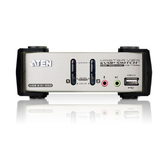 ATEN Switch KVM 2 Puertos USB PS/2 VGA con Audio y Hub USB 2.0 (Cables Incluidos) QXGA 2048x1536 2