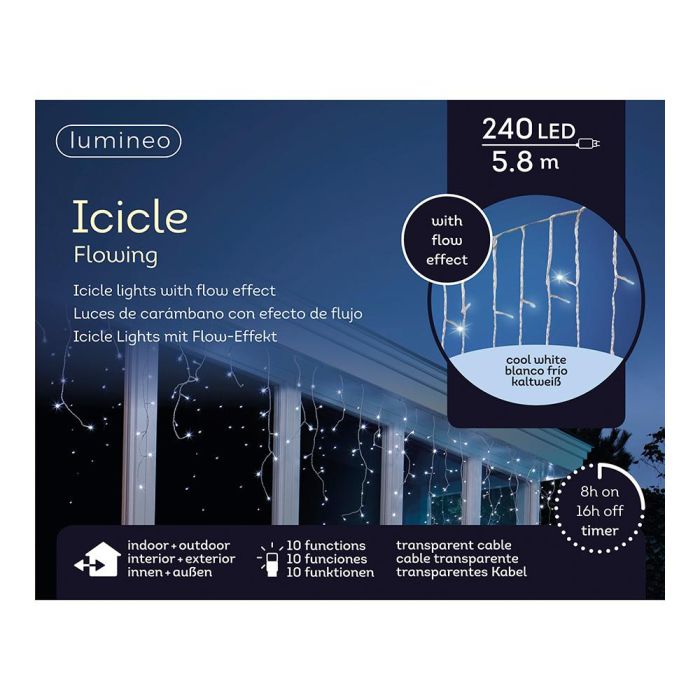 Cortina led icicle, 240 leds, multifunción, luz fría, exterior, 5,8 m 1 Cortina led icicle, 240 leds, multifunción, luz fría, exterior, 5,8 m 1
