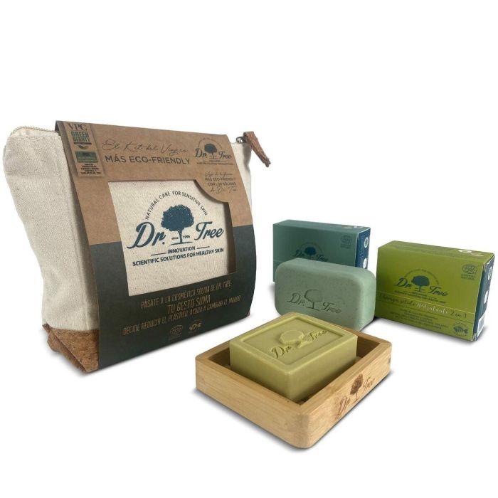 Dr. Tree Champú Sólido Uso Frecuente & Gel Ducha Sólido Piel Sensible Estuche Hidratante y Zero Waste 4 Piezas con Neceser Dr. Tree Champú Sólido Uso Frecuente & Gel Ducha Sólido Piel Sensible Estuche Hidratante y Zero Waste 4 Piezas con Neceser
