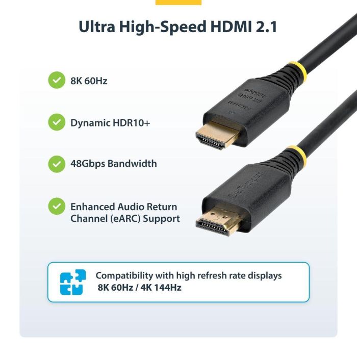 Cable HDMI Startech HDMI21-CBL-8K60-50CM Negro Cable HDMI Startech HDMI21-CBL-8K60-50CM Negro