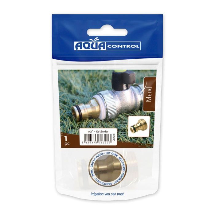 Aqua Control Conector Roscado Macho Latón 1/2 Pulgada Adaptador de Grifo para Manguera Blister