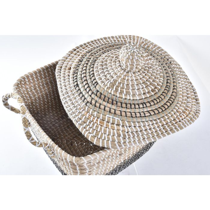 DKD Home Decor Cesta Balinesa de Almacenamiento Seagrass Natural Gris 35x45x43 cm 1 DKD Home Decor Cesta Balinesa de Almacenamiento Seagrass Natural Gris 35x45x43 cm 1