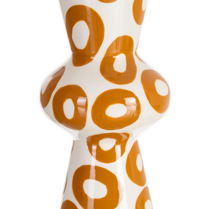 Jarrón Blanco-Mostaza Metal Decoración 9 X 9 X 23,50 cm