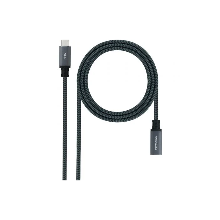 Nanocable 10.01.4501-COMB Cable Alargador USB Tipo-C Macho - Hembra, USB 3.2 Gen2x2 20Gbps, 100W, 4K, 1m, Negro