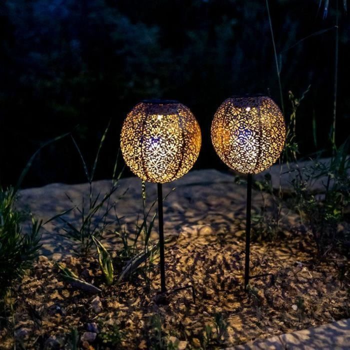 Conjunto de 2 balizas solares para plantar - LUMISKY - AGADIR - H45 cm - Estilo oriental - LED blanco cálido 2