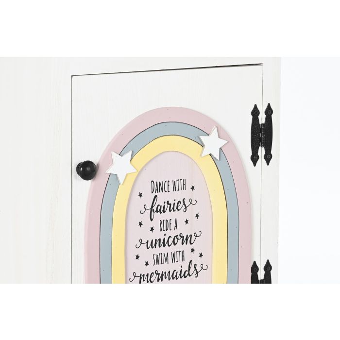 DKD Home Decor Mesita de Noche Infantil de Paulownia con 1 Cajón y 1 Puerta, Blanco y Rosa, 40x29x73.5 cm 1