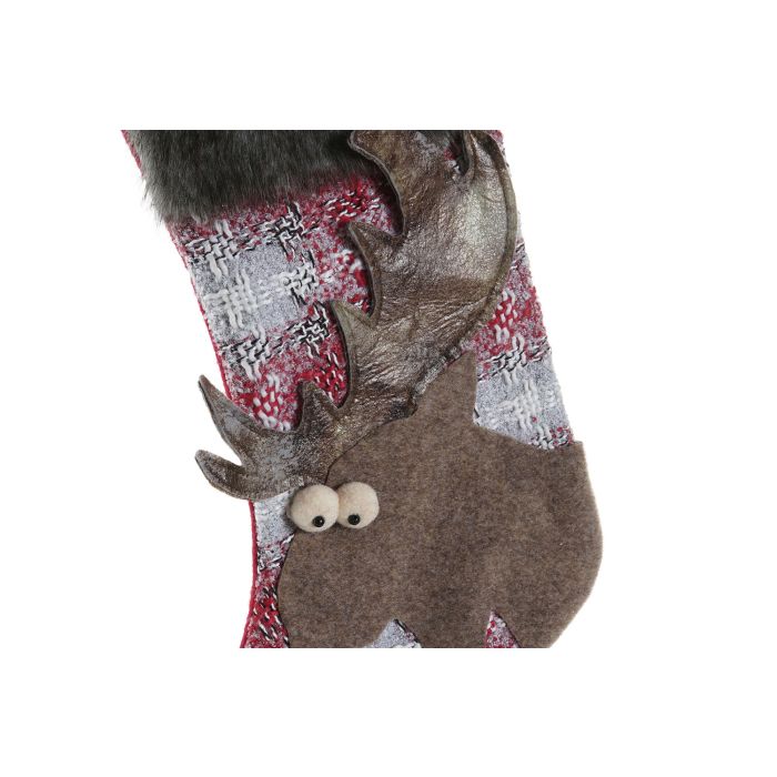 DKD Home Decor Calcetín Navidad Tradicional Rojo Marron Poliester 46 x 24 cm (12 Unidades) 1