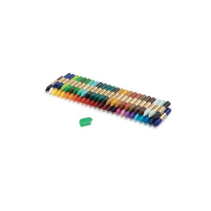 Manley Lápices de Cera Unicolor Verde Primavera Nº25, Caja de 12 Unidades, Suaves y Resistentes a la Luz para Superficies Porosas